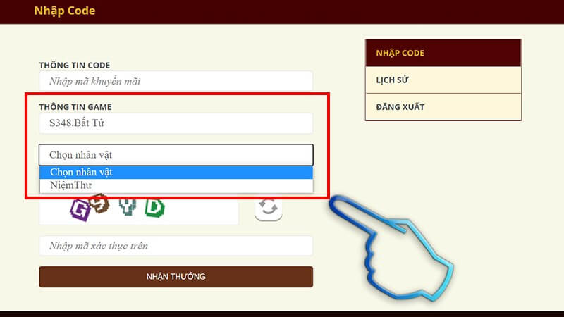Cách nhận code OMG 3Q phiên bản mới nhất Bước 3: Đó là bạn chọn Server cũng như chọn Nhân vật của mình.
